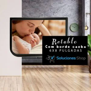 Retablo fotográfico de 6x8 pulgadas con borde caoba