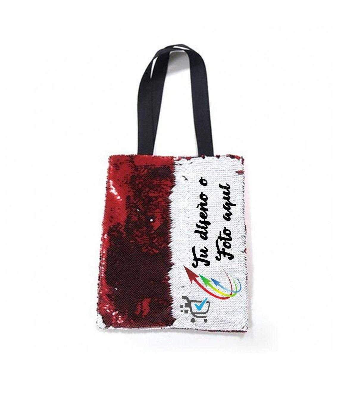 Bolso lentejuelas/ Medida: 35x38 / Color rojo con blanco