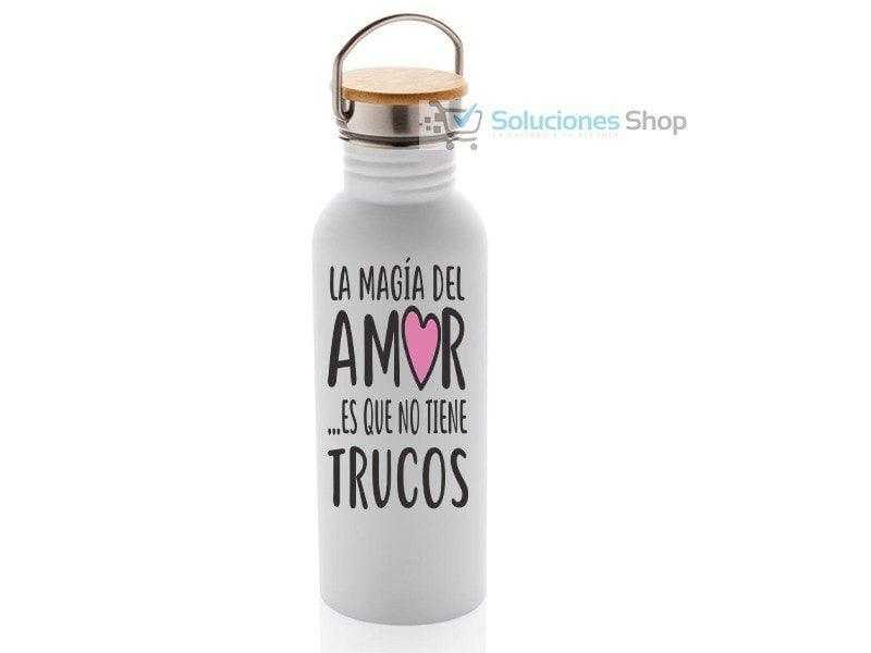 Botella Térmica con Tapa de Bambú Blanco 20oz