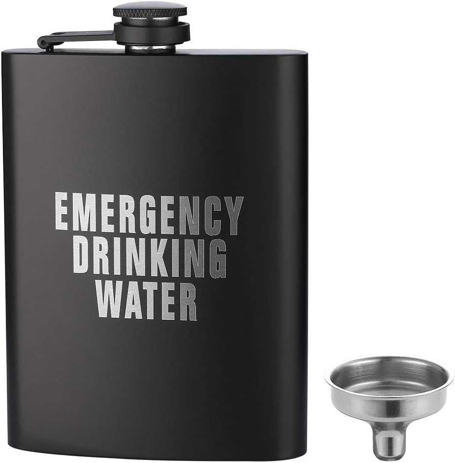 Cantimplora 8oz negro mate Acero inoxidable para licor, a prueba de fugas