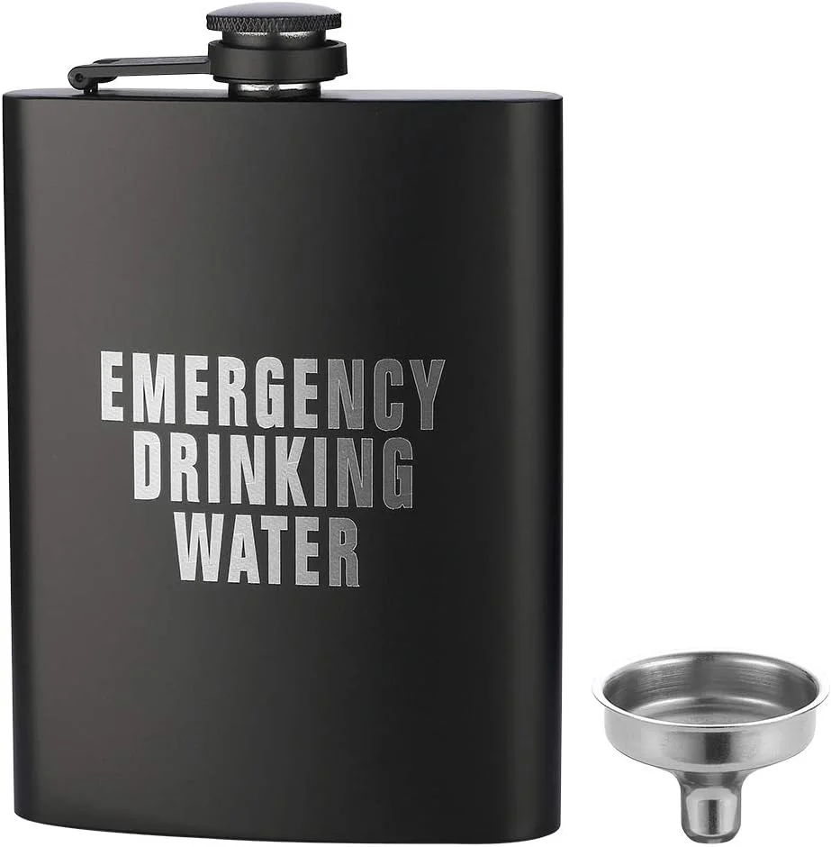 Cantimplora 8oz negro mate Acero inoxidable para licor, a prueba de fugas
