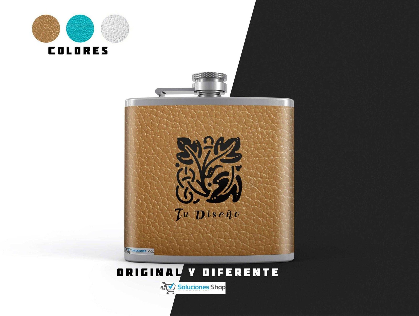 Cantimplora de bolsillo personalizada con diseño de leyendas