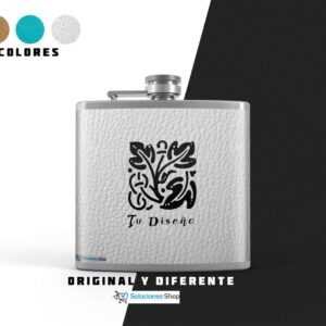 Cantimplora blanca / Petaca metálica Con cuero personalizado