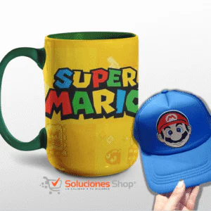 Taza de 15oz y Gorra Amarilla | Con el diseño de Mario Bros