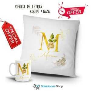 Oferta especial | Diseño letras | Cojin+taza
