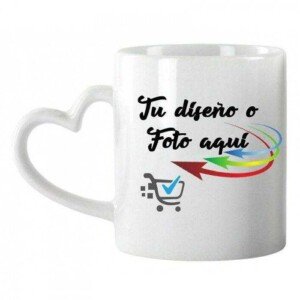 Taza asa forma corazón/taza blanca personalizada/ Articulo personalizado
