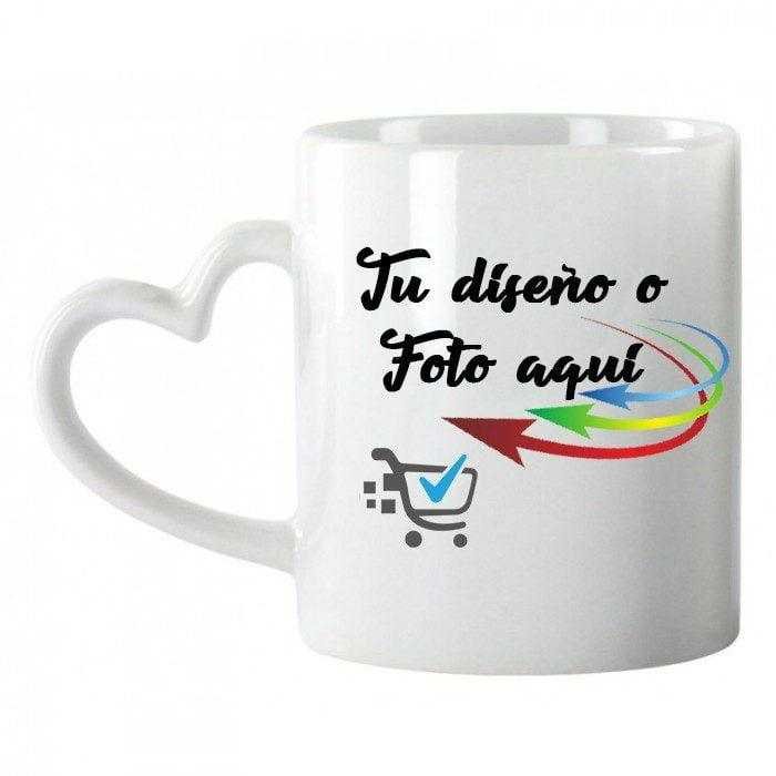 Taza asa forma corazón/taza blanca personalizada/ Articulo personalizado