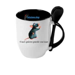 Taza Cuchara Negra Personalizada