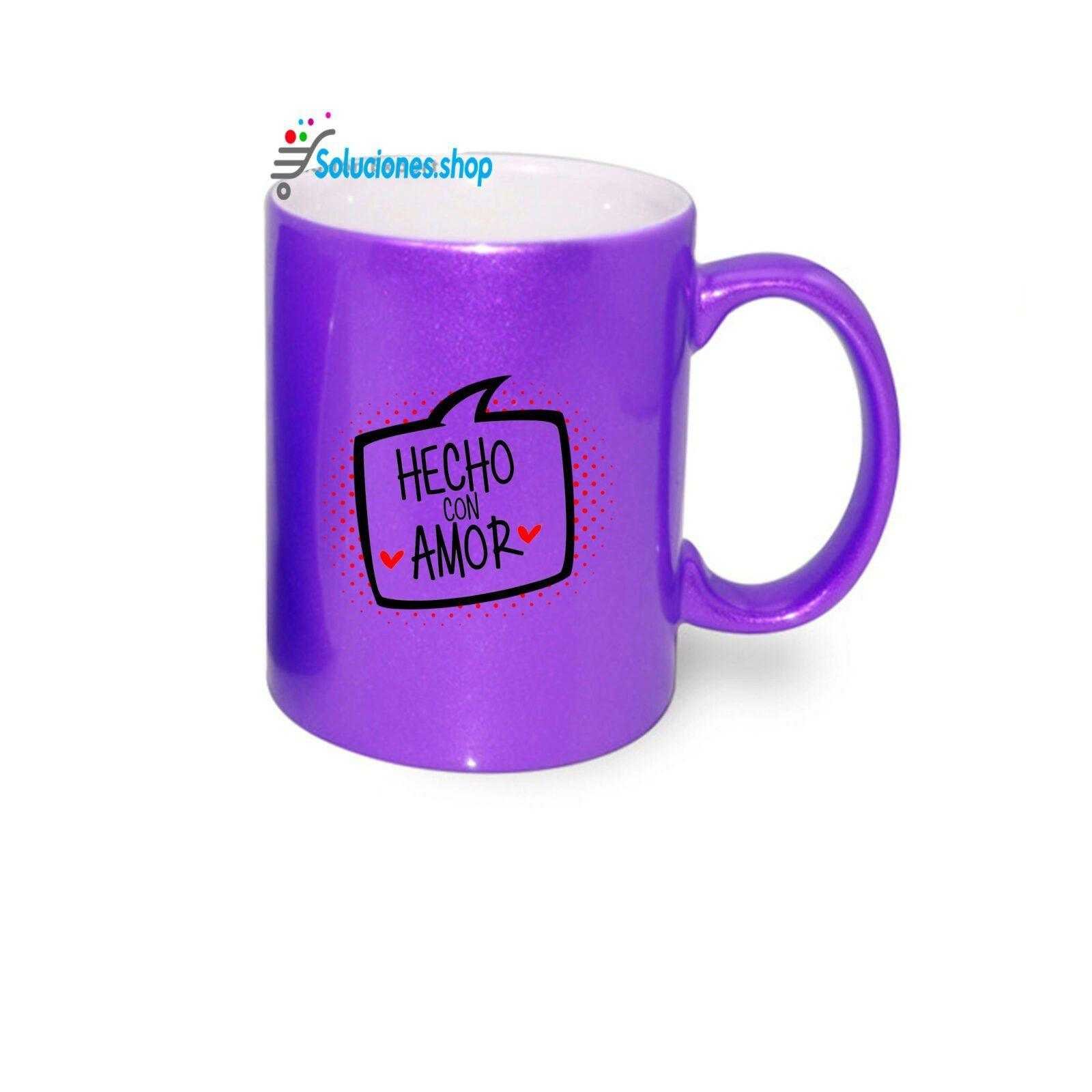 Taza color Morado escarchado Personalizada
