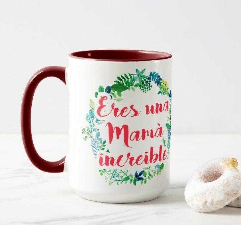 Taza de ceramica de 15oz con fondo de color Rojo