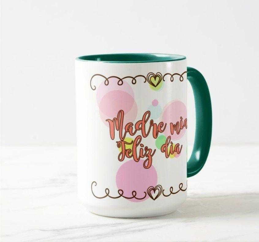 Taza de cerámica de 15oz con fondo de color verde