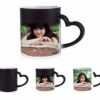 Taza mágica negra, 11onz, Con agarradera de corazón