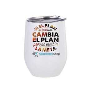 Taza para vino de Acero | Artículo color blanco | Taza con tapa 750 ml