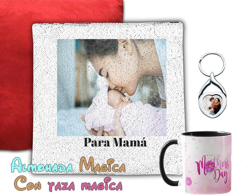 Almohada Mágica + Una taza mágica y Un llavero
