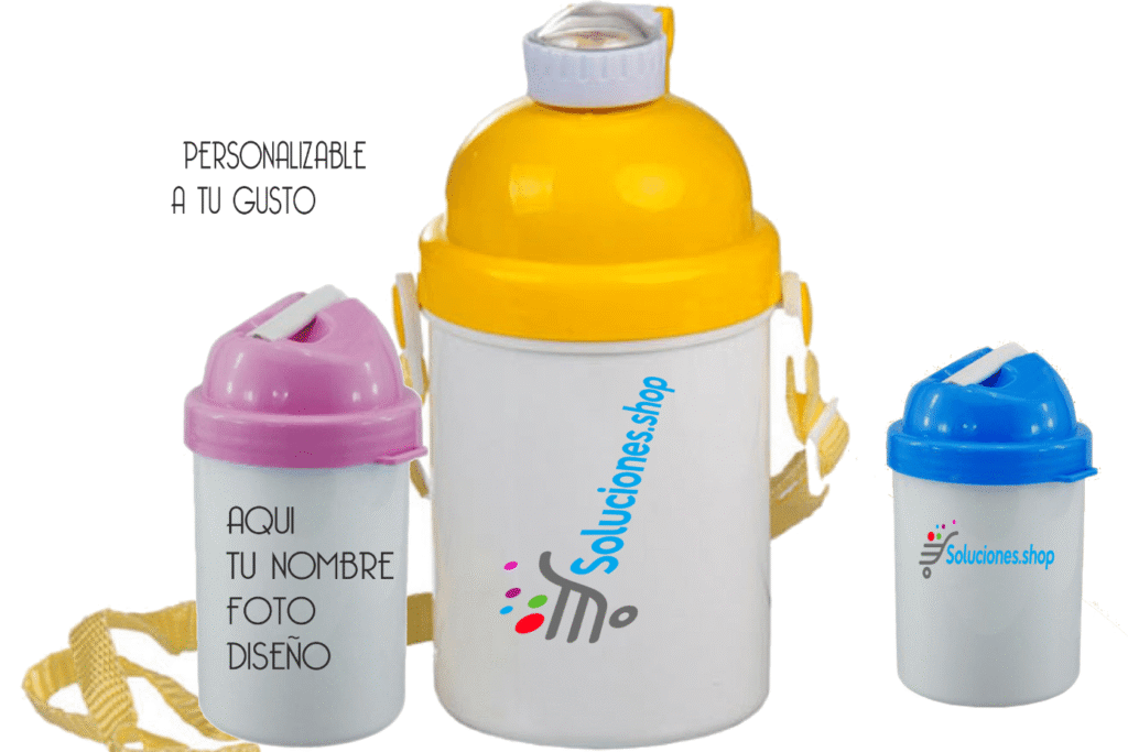 Cantimplora Personalizada infantil│ Rosado,Amarillo y Celeste