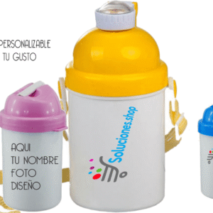 Cantimplora Personalizada infantil│ Rosado,Amarillo y Celeste