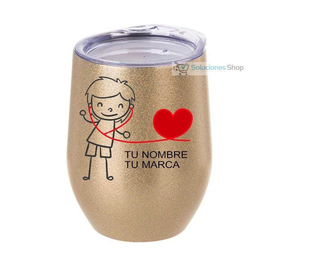 Taza para vino de Acero Dorada escarchada 12oz