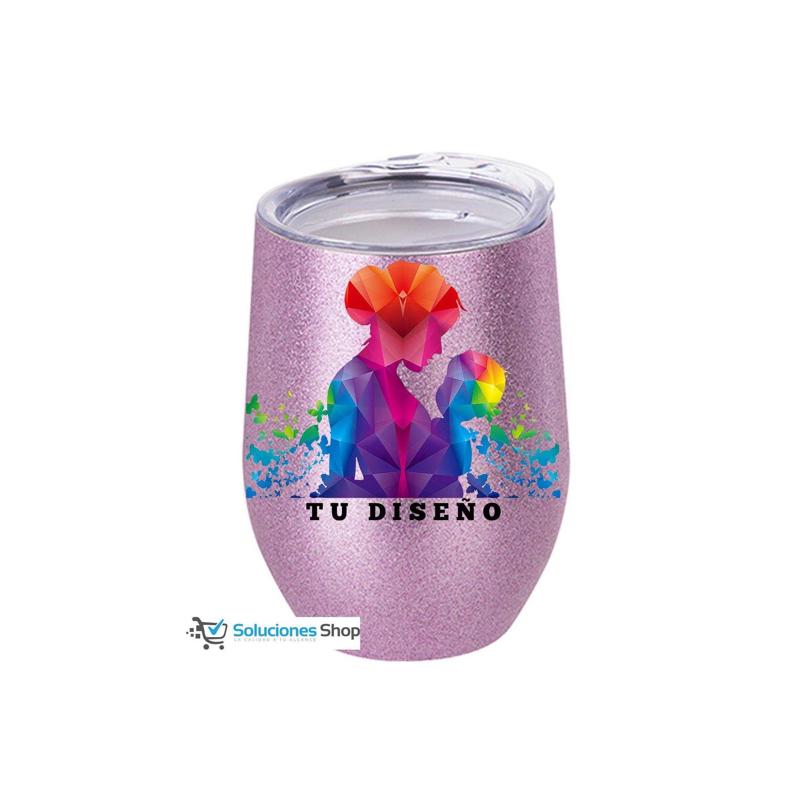 COPA COCTAIL GLITTER ROSA DE ACERO INOXIDABLE