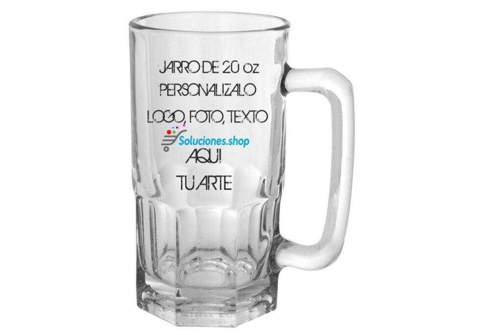 Jarra Cervecera cristal transparente 20oz  personalizada al gusto
