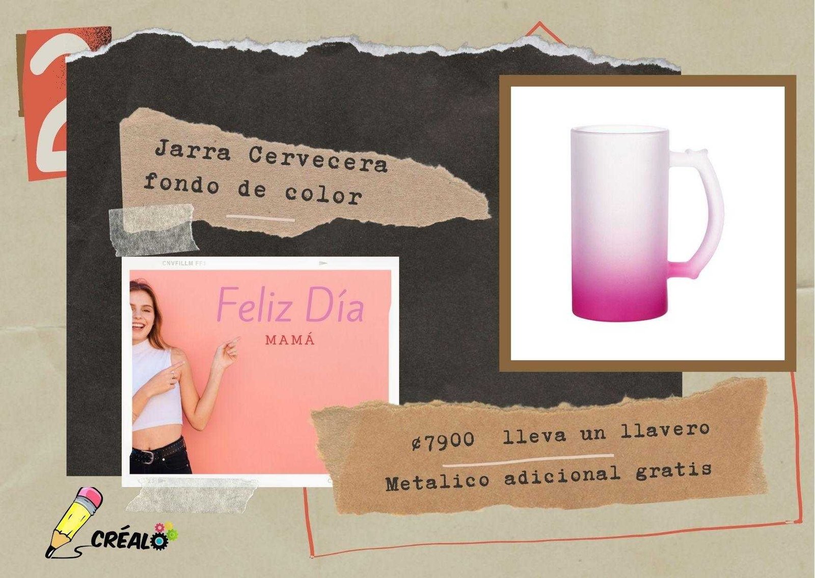 Jarra cervecera con fondo de color + Regalo