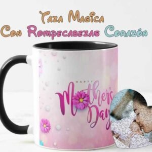 Rompecabezas forma corazón + taza mágica personalizada