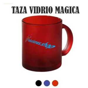 Taza de vidrio mágica, Negra, Azul o Roja│Articulo Personalizado