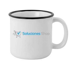 Taza Enamel 13onz Borde negro/ Ceramica Enamel/ Taza personalizada/ Regalos Originales