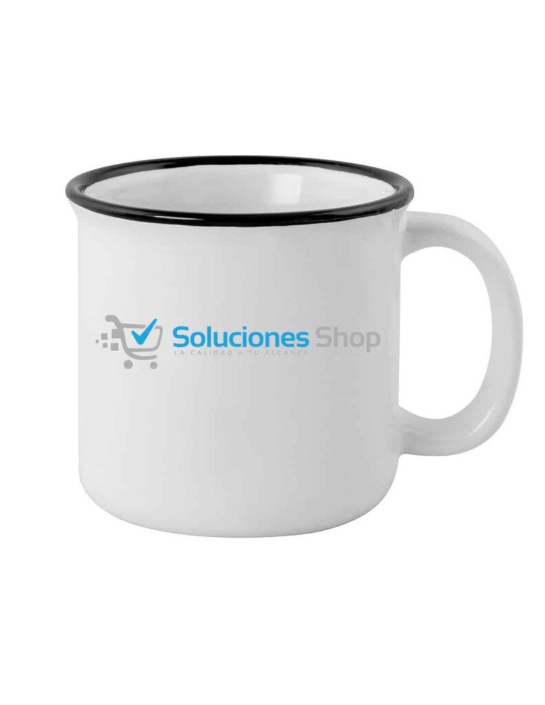 Taza Enamel 13onz Borde negro/ Ceramica Enamel/ Taza personalizada/ Regalos Originales