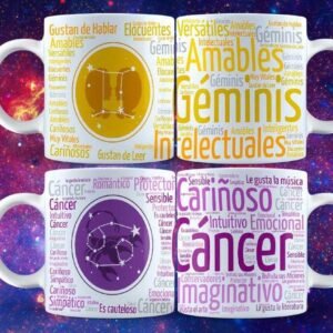 Taza con diseño de signo zodiacal personalizada