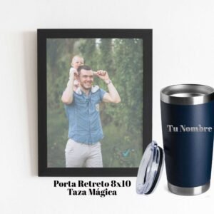 Portarretrato con Fotografía y Vaso Térmico Grabado