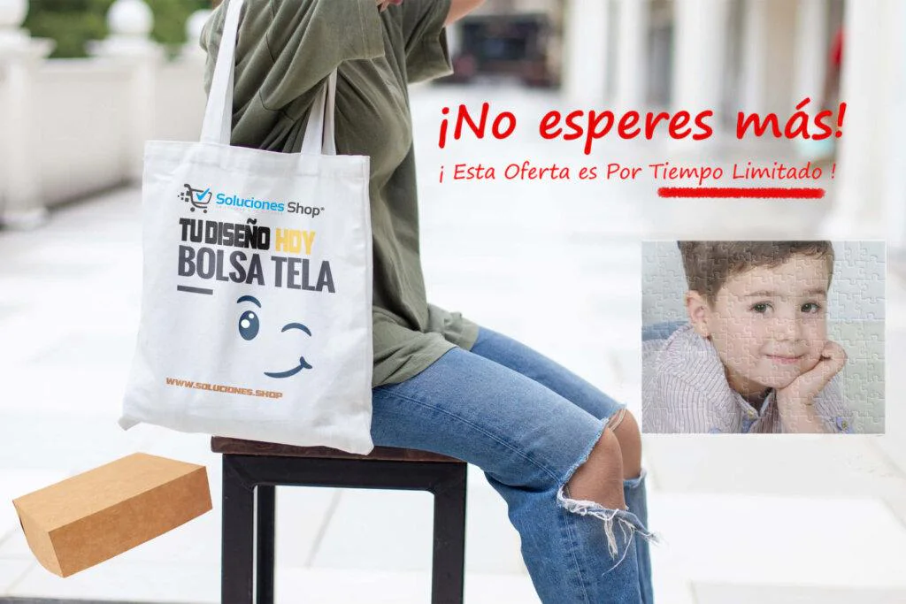 Bolsa de tela reutilizable más rompecabezas personalizados