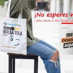 Bolsa de tela reutilizable personalizada más taza con tu foto o diseño