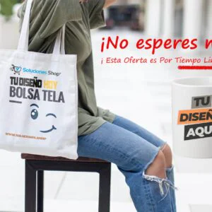 Bolsa de tela reutilizable personalizada más taza con tu foto o diseño