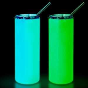 Botella foto luminiscente blanca con pajilla (brilla verde en la oscuridad)
