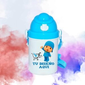 Botella Plástica para Niño Tapa celeste 400ml | Personalizada a tu gusto