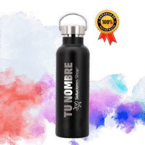 Botella Térmica de Acero Inoxidable Negra | Mantén el Calor | Regalo Personalizado