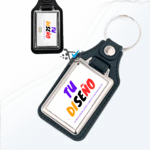 Llavero Metálico Personalizado con Elegante Banda de Polipiel
