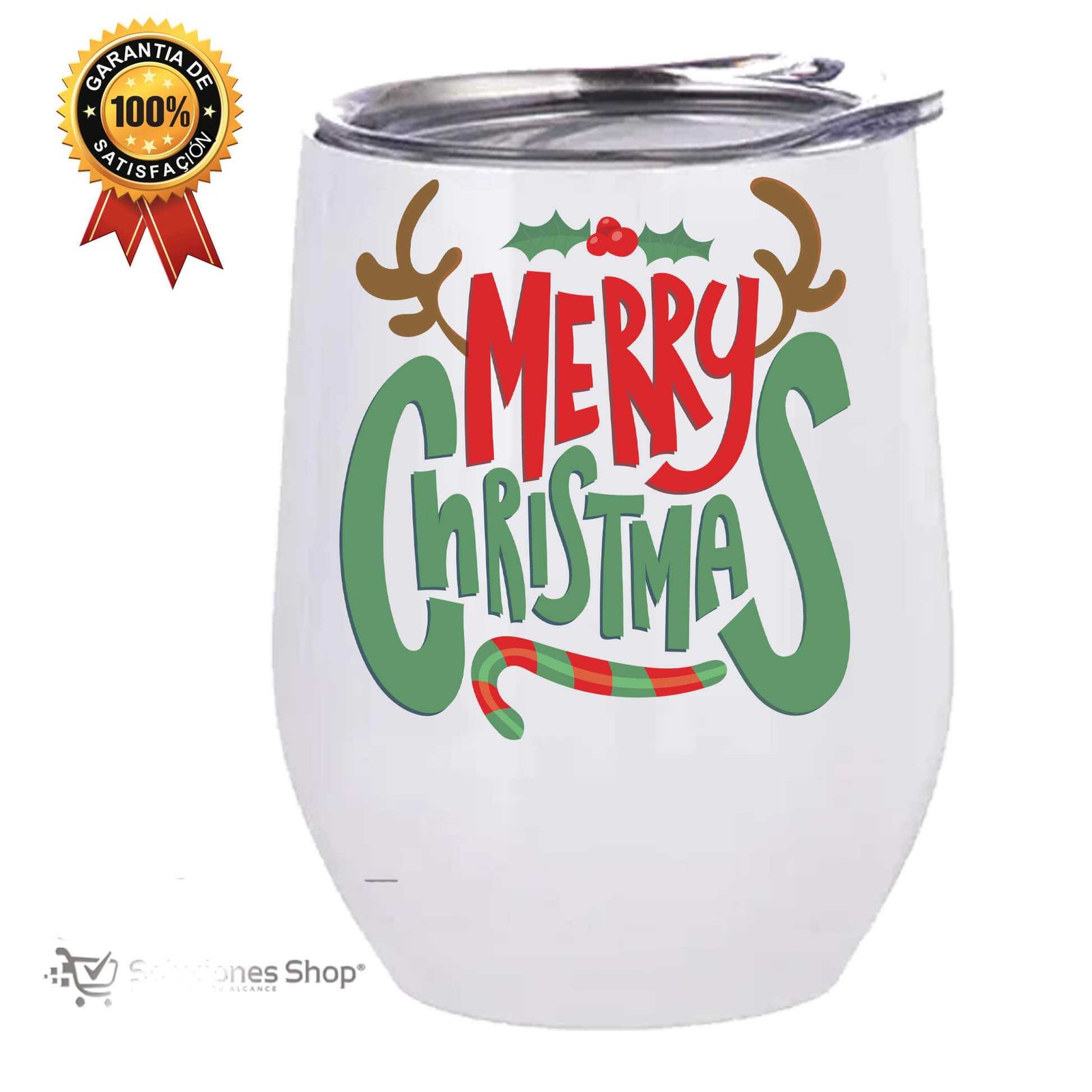 Taza para Vino de Acero Blanca 12 oz ¡Crea tu Propio Estilo!