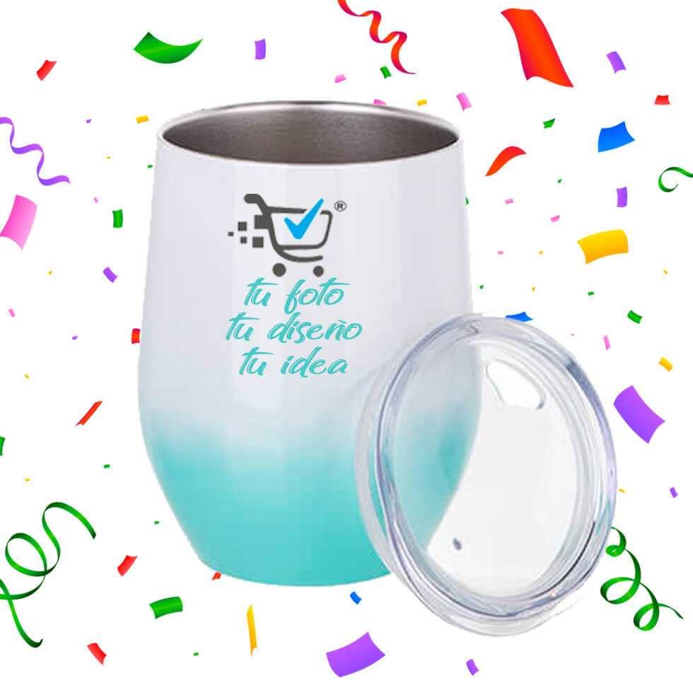 Taza para Vino de Acero con Color Degradado Azul | 12 Onzas | Costa Rica |