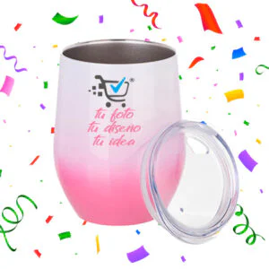 Taza para Vino de Acero con Color Degradado Rosado 12 Onzas