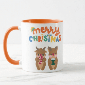 Taza Personalizada con Fondo Naranja Diseño Merry Christmas Costa Rica