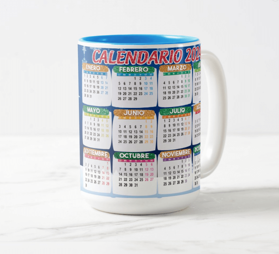 Tazas calendario 2024 Diseños flork navideños (9) Tazas Calendario 2024 | Diseños Flork Navideños - Muñeco luces