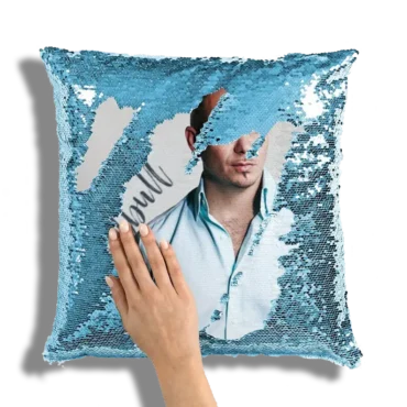 Almohada de Lentejuelas Personalizable - Azul Claro