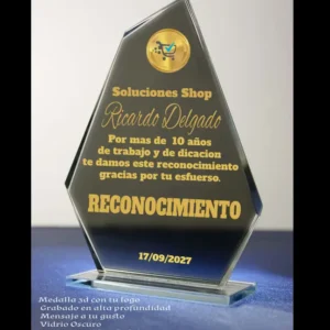 Trofeo de Cristal Oscuro o Trasparente de Alta Calidad