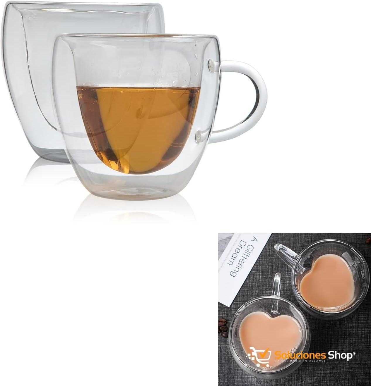 Juego de 2 Tazas de Café con Forma de Corazón (2) Juego de 2 Tazas de Café con Forma de Corazón