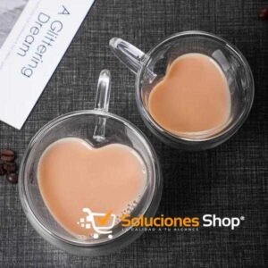 Juego de 2 Tazas de Café con Forma de Corazón