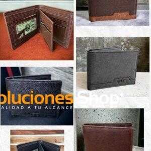 billetera para caballero, billetera elegante, piel sintética, organizador de tarjetas, espacio para fotos, billetera con cremallera