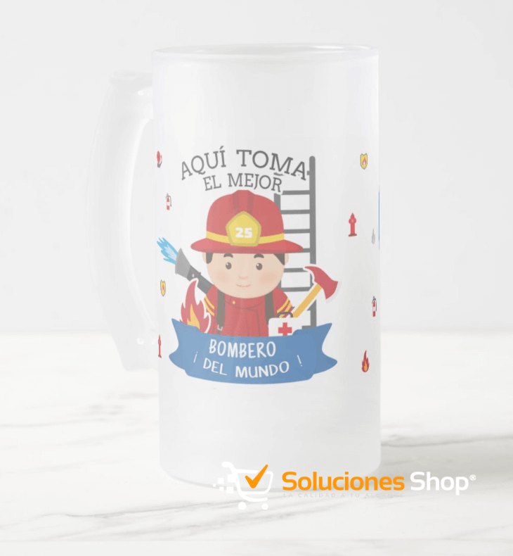 Jarra cervecera aquí toma el mejor bombero