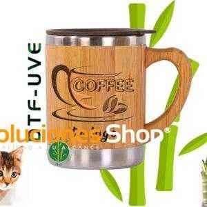 Vaso con Asa Bambú y Acero Inoxidable Personalizado con Técnica DTF-UVE