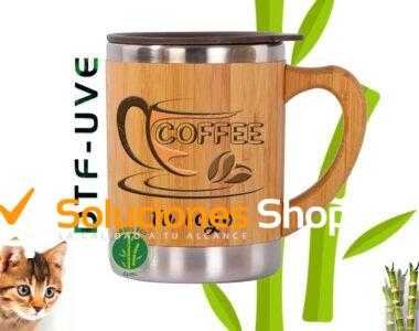 Vaso con Asa Bambú y Acero Inoxidable Personalizado con Técnica DTF-UVE